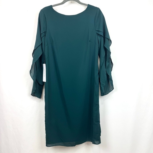AZAZIE CARTER Stretch Pine Sheath Ruched Stretch Chiffon Dress NWT Women’s Sz 8 - Picture 3 of 16